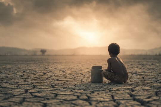 The young child awaiting water to survive during this environmental crisis