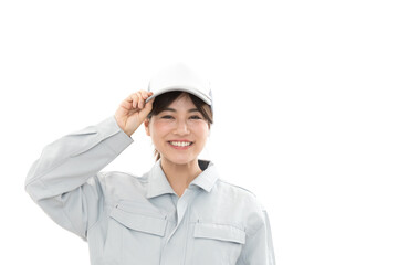 作業着の若い女性
