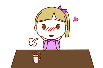 （上半身正面）大好きなことや人を想って物思いにふけ、溜息をつく白人少女