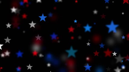 Twinkling stars in red white and blue on black background. Festive backgrounds of star particles for USA celebrations 4th of July, Memorial Day, Veteran's Day, or any patriotic US American holidays. - Powered by Adobe