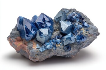 Zinc ore featuring crystals set against a white background with cutout