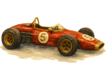 Klassischer Formelrennwagen mit Startnummer 5 in Retro-Optik
