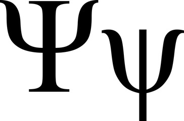 Clean black and white vector of the Greek letter Psi (uppercase and lowercase). Ideal for educational, scientific, and mathematical designs, representing the twenty-third letter of the Greek alphabet