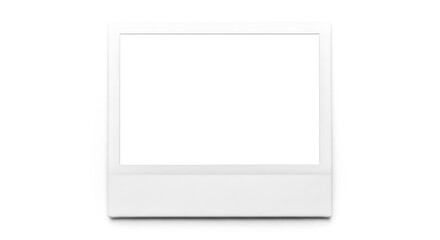 Fototapeta premium A blank, white instant camera photo frame. The center is empty, perfect for adding your image. Isolated on a white background.