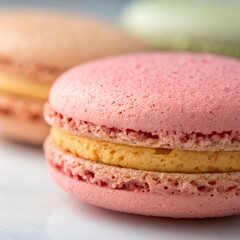 Surtido de macarons de colores sobre fondo claro