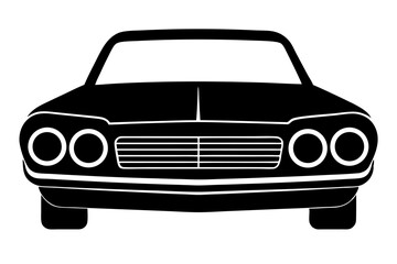 Black Silhouette Classic American Car Icon Front View 2