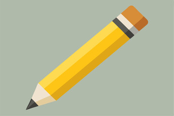 Diagonally Angled Yellow Wooden Pencil on Sage Green Background