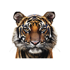 Fototapeta premium Tiger faces forward with a glitch background