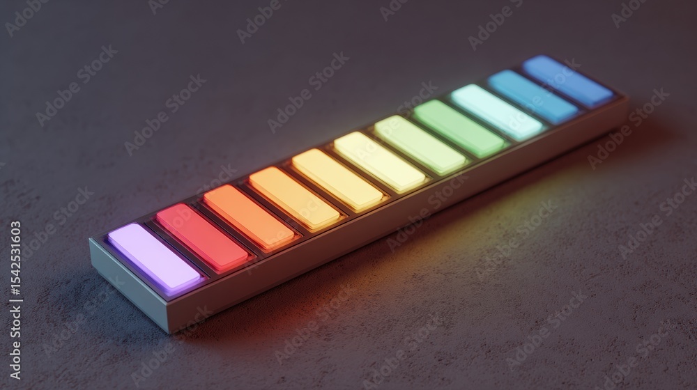 Aufkleber Emotional Spectrum Bar Displaying Glowing Segments Transitioning Through Colors