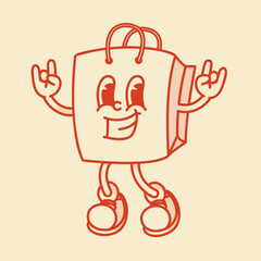 Retro style shopping bag mascot, package for  sale promotion and marketing