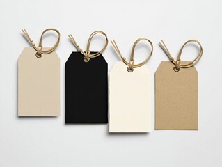 Four blank gift tags beige black white brown blank tags price tags
