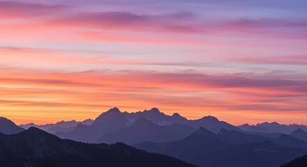 Majestic Mountain Range at Sunset Vibrant Colors and Serene Landscape