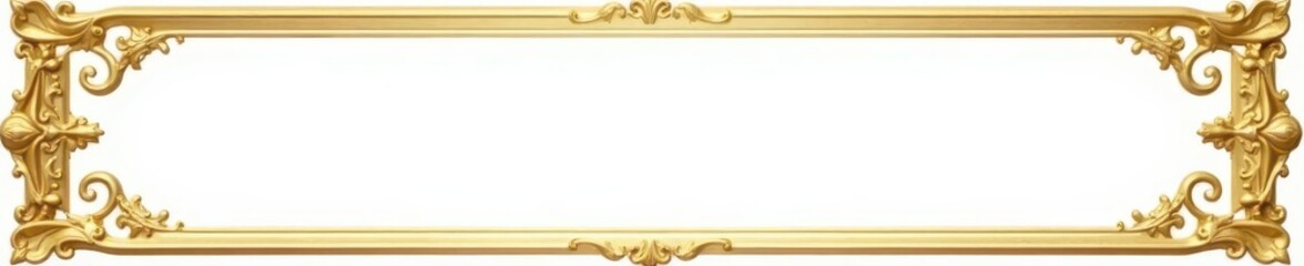 Ornate gold frame isolated on white background, luxury, gold border, gold frame