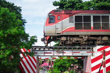 Lampang Thailand Train from Chiang mai pass dale crossing bridge (Song Ho Bridge) in the forest at Lampang Province Northern of Thailand.