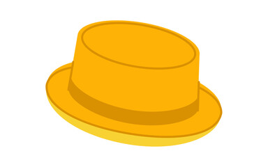 Porkpie Hat with band. Head Fashion accessory cap with narrow brim clothing technical illustration. Vector headgear for Men, women, unisex style, flat template CAD mockup sketch outline isolated