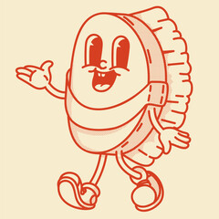 Charming retro scrub brush mascot with fabric handle. Handmade natural bristle design for sustainable skincare products