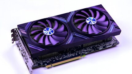 Dual-fan GPU, studio shot, white background, gaming