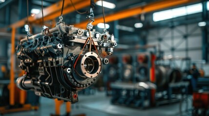 Fototapeta premium Industrial engine in factory