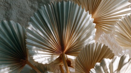 Dried Palm Leaves Abstract Background in Neutral Tones