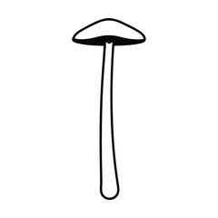 Silhouette of a tall narrow stemmed mushroom perfect for botanical illustrations nature designs and fall themed projects
