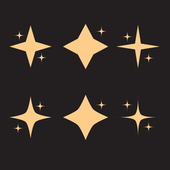 Vector Sparkling Yellow Stars Set