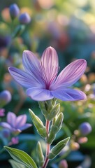 Fototapeta premium Close-up view of a delicate purple flower.