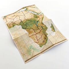 Old-fashioned map of the African continent showing geographical features and red trade or travel routes, styled with an antique look.