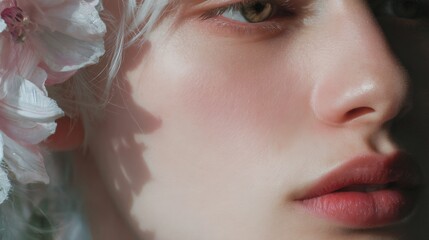 A woman with a flower in her hair