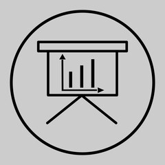 Presentation board icon showing declining chart.