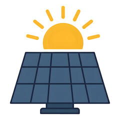 Depiction of Solar Panel with Sun Illustrating Renewable Energy