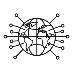 Simplified World Globe Outline Connected by Digital Network