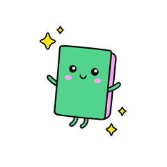 Kawaii Book with Tiny Arms and Star Sparkle