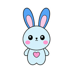 Obraz premium Kawaii Bunny with Rosy Cheeks and Heart Accent