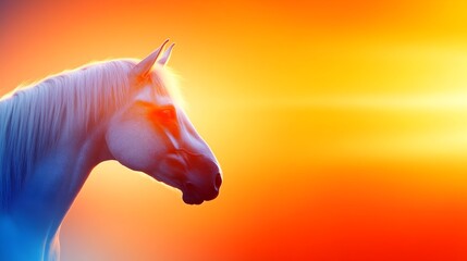 White horse sunset landscape profile freedom