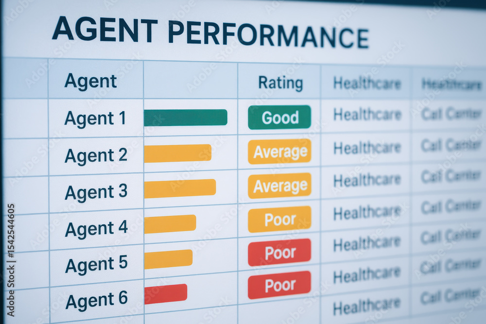 Aufkleber agent performance rating chart in healthcare call center tech shows patient consultation quality and