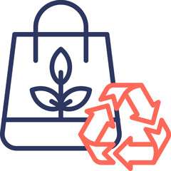 Reusable Bag line color icon