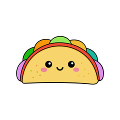 Kawaii Taco with Smiling Face and Tiny Wings