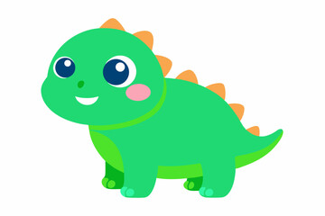 Fototapeta premium Adorable Chubby Green Baby Dinosaur Cartoon Illustration