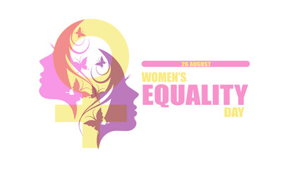Women's Equality Day banner, social media post, poster design. 26th August Women equality day celebration banner with women of different cultures. The day recalls, granting women the right to vote.