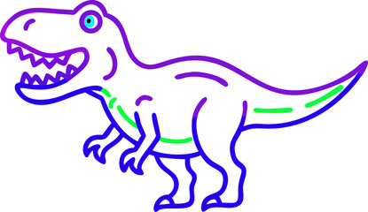 Fototapeta premium Friendly Green Blue Cartoon Tyrannosaurus Rex Dinosaur
