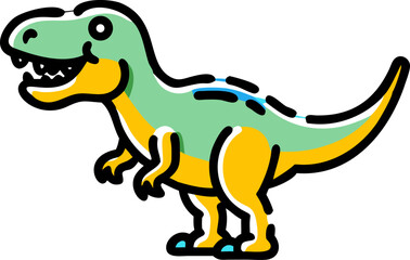 Friendly Green Yellow Cartoon Tyrannosaurus Rex t rex
