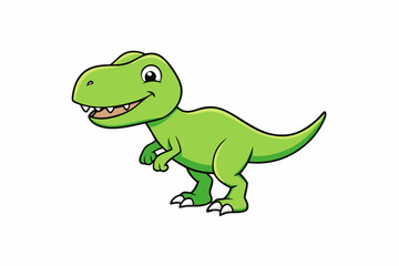 Fototapeta premium Happy Green Cartoon Tyrannosaurus Rex Dinosaur Illustration