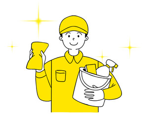 クリーニングの男性スタッフイラスト素材