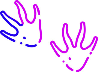 Fototapeta premium Two Purple and Blue Three Toed Dinosaur Footprints