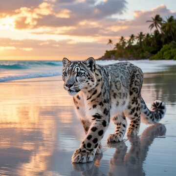 Tigre da neve em uma ilha