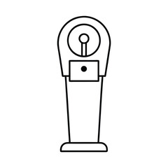 Parking meter with coin slot detailed outline in line art Vector illustration