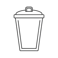 Recycling bin with labeled lid detailed outline in line art Vector illustration