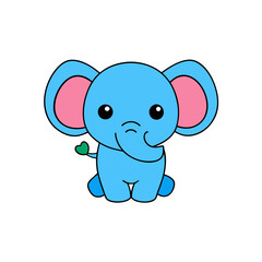Obraz premium Kawaii Elephant Baby with Rosy Cheeks