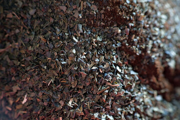 Macro texture of dried tea leave for the tea bag