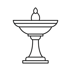 Bird bath with decorative pedestal clean line scene Vector illustration